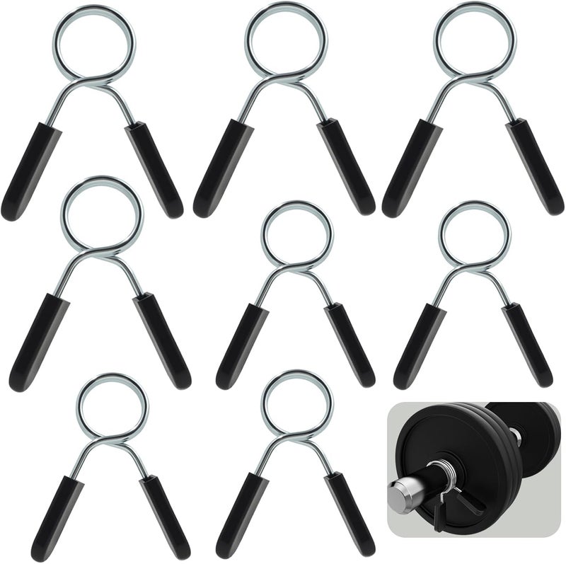 OMASUNB 8pcs Barbell Clamps, Including 4 pcs 25mm and 4pcs 28mm Barbell Clamp Spring Collar Clip Fitness Equipment Lifting KitBarbell Clips for Weight Lifting, Gym & Home Workouts Secure Weights - Image 1